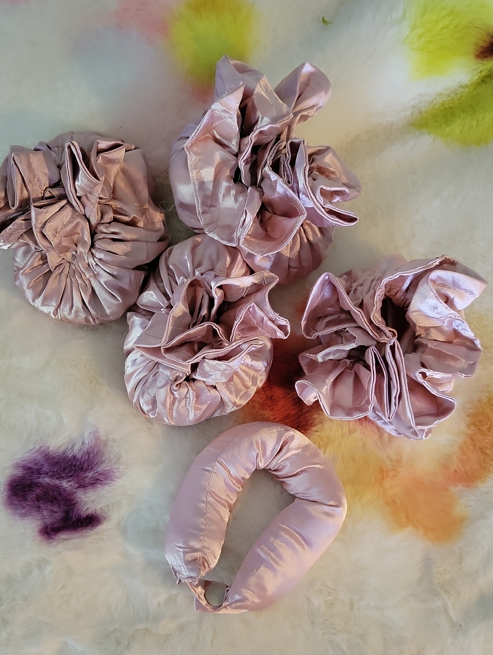 Kitsch Satin Rose Gold Hair Scrunchie Set